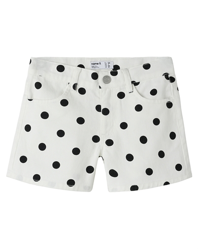 Name It - NKFRose Denim Shorts - Antique White/ Dot